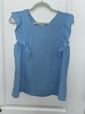 Counterparts Powder Blue Ruffle Tank Top